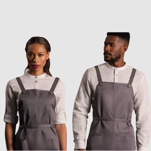 Elegant Grey Waitstaff Apron Set with Shirt Unisex - Image 2